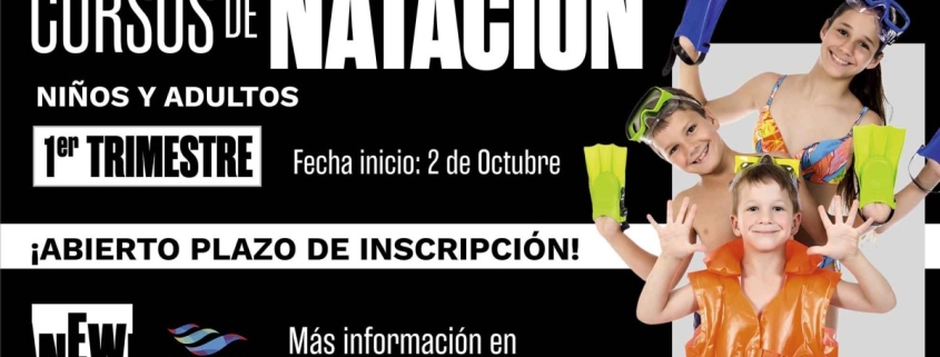 Promoción de cursos deportivos y actividades acuáticas en el centro deportivo newman para niños y adultos.