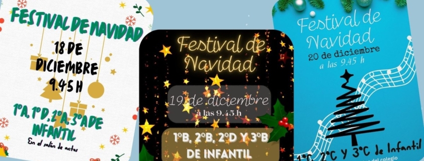 Carteles navideños creados por alumnos de colegio educación infantil en el Colegio Newman.