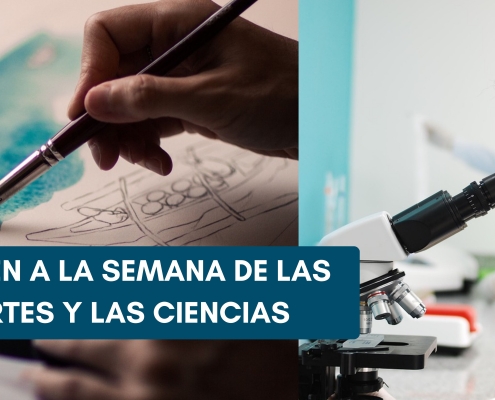 Cartel informativo de la semana de las artes y las ciencias en el Colegio Newman