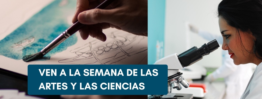 Cartel informativo de la semana de las artes y las ciencias en el Colegio Newman