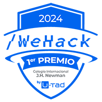 Insignia oficial del primer puesto obtenido por alumnos del Colegio Newman en la competición WeHack.